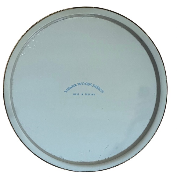 Vienna Woods Round Floral Metal Serving Tray Pink Gray Paisley 12.5" Vintage - Picture 3 of 3